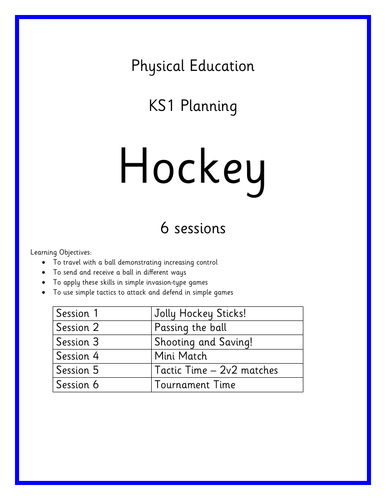 KS1 PE Planning - Games - Hockey