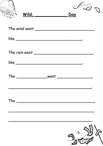 Wild Weather poem frame + example