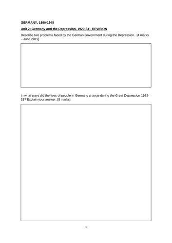 GCSE History Revision - Germany and the Great Depression, 1929-34 ...