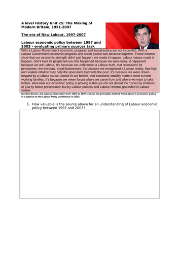 The Blair Labour Governments 1997-2007 - AQA A Level History - Unit 2S