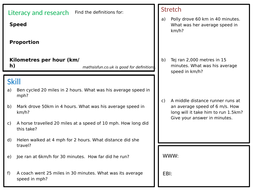 speed distance time homework