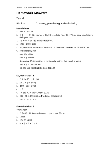 year 6 maths homework sheets