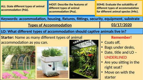 Types of Accommodation - Animal Care | Teaching Resources