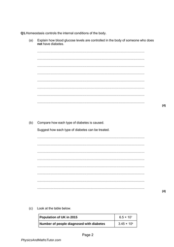 New (9-1) AQA GCSE Biology B11 Hormonal Coordination In Humans complete ...