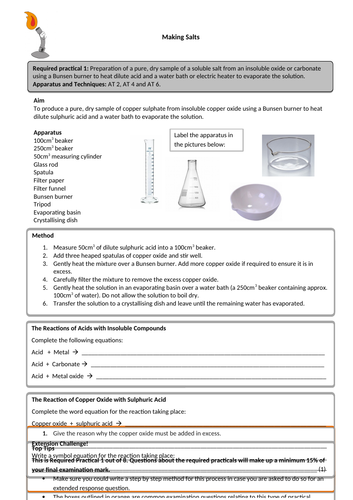 AQA Chemistry Required Practicals Worksheets | Teaching Resources