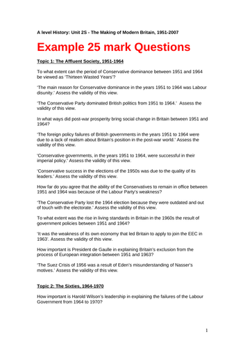 AQA A Level History Revision - Unit 2S - The Making of Modern Britain ...