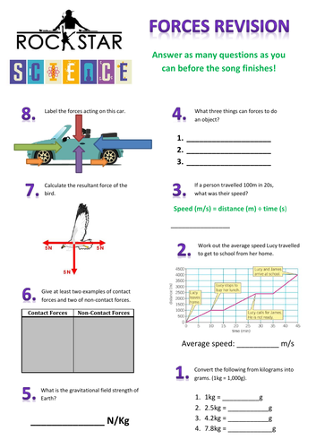 Forces Revision Worksheet Ks3 Teaching Resources 9474