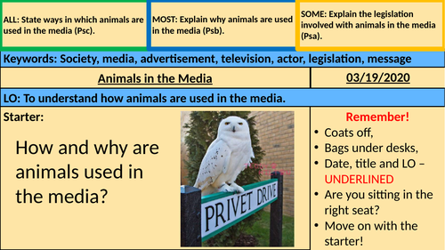 Animals in the Media (BTEC) | Teaching Resources