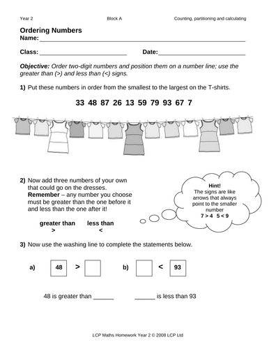 Year 2 Maths Home Learning Mini Pack (16 sheets) includes Answers ...