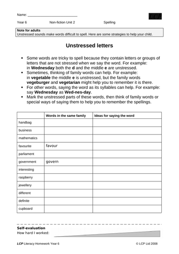 Year 6 English Home Learning 16 Worksheets Includes Parental Guidance 