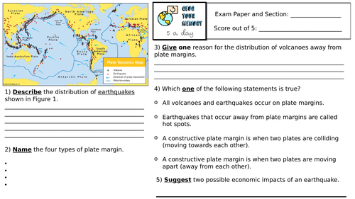 GCSE KS3 Retrieval Activities: Geography Paper 1 AQA GCSE Recall ...
