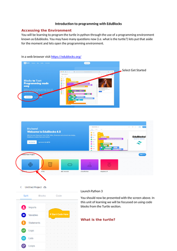 Python Turtle through EduBlocks | Teaching Resources