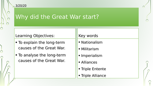 Year 8/9: Why did World War One Start