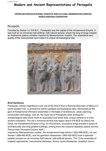 Ancient and Modern Representations of Persepolis | Teaching Resources