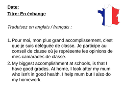 Aqa Studio Gcse French Higher Module 6 En Echange Page 130 Teaching Resources