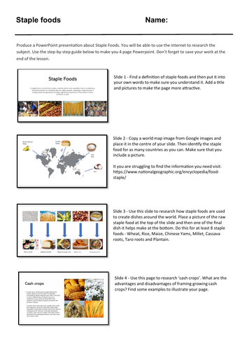 Food cover work / cover lesson - Staple foods - 1hr activity