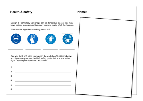 D&T cover work / cover lesson - Health & Safety poster - 1hr activity ...