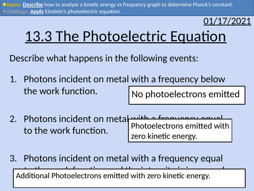 OCR AS level Physics: Einstein's Photoelectric Equation