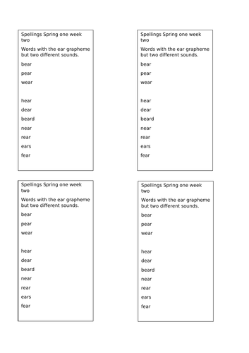 Spelling pack for year 1 | Teaching Resources