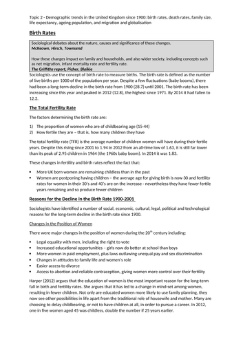 AQA A-Level Sociology Families and Households Notes | Teaching Resources