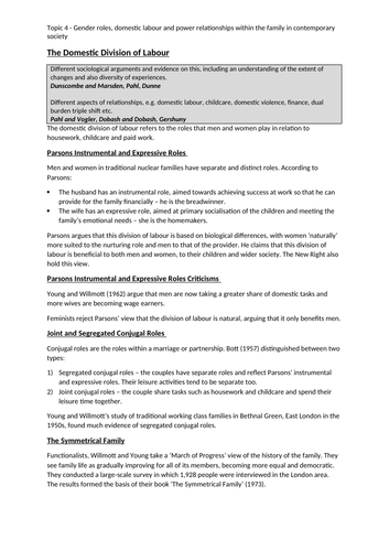 AQA A-Level Sociology Families and Households Notes | Teaching Resources