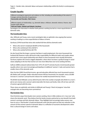AQA A-Level Sociology Families and Households Notes | Teaching Resources