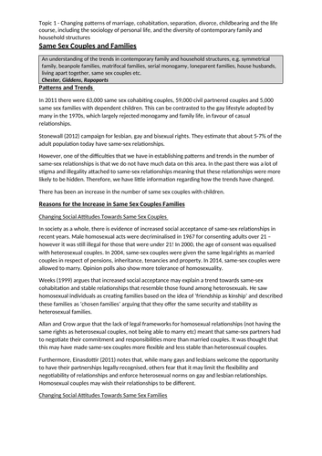 AQA A-Level Sociology Families and Households Notes | Teaching Resources