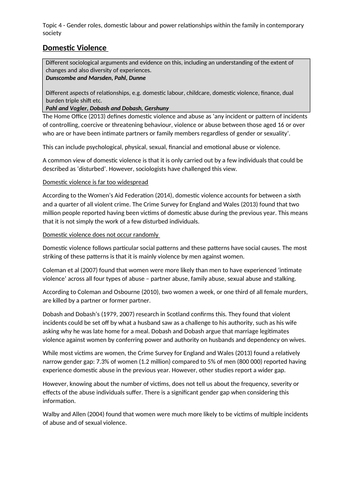 AQA A-Level Sociology Families and Households Notes | Teaching Resources