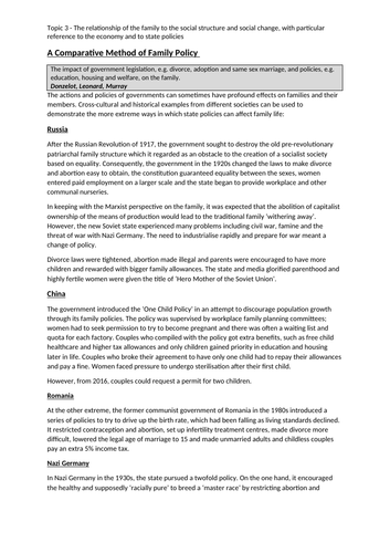 AQA A-Level Sociology Families and Households Notes | Teaching Resources