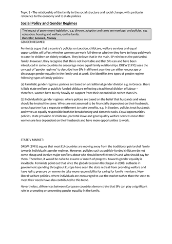 AQA A-Level Sociology Families and Households Notes | Teaching Resources