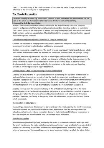 AQA A-Level Sociology Families and Households Notes | Teaching Resources