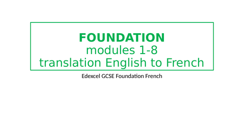 Edexcel GCSE Foundation French English to French translation | Teaching ...