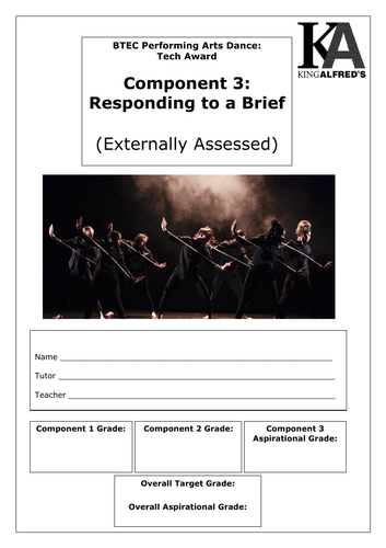 BTEC Tech Component 3 Student Logbook Dance PDF | Teaching Resources