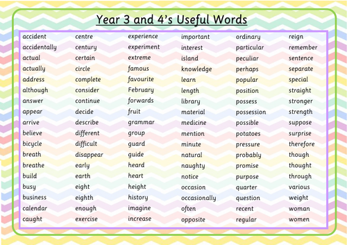 common-exception-words-year-3-and-4-word-mat-teaching-resources