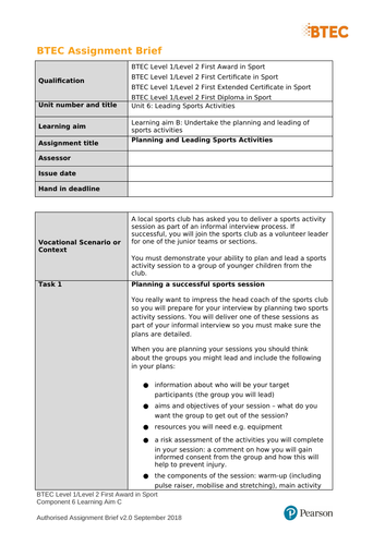 BTEC Sport L2 Unit 6 Sports Leadership | Teaching Resources