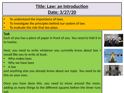 AQA GCSE Citizenship - Intro to Law 3 lessons | Teaching Resources