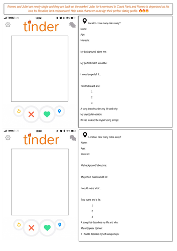 Tinder literary characters