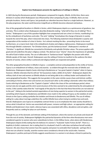 Othello a level essay questions edexcel image