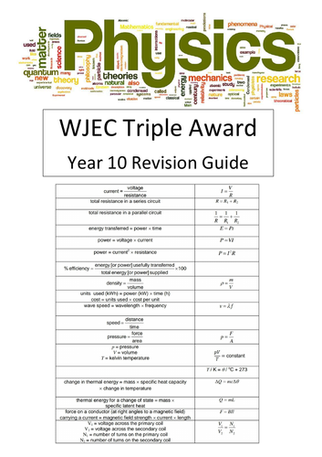 Wjec Physics Revision Guide Year 10 Triple Award Teaching Resources