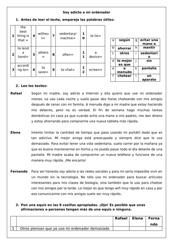 Spanish GCSE Technology & Internet Reading - la tecnología | Teaching ...