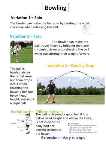 Rounders- Lesson 2, Bowling and Resources KS3/K34 | Teaching Resources