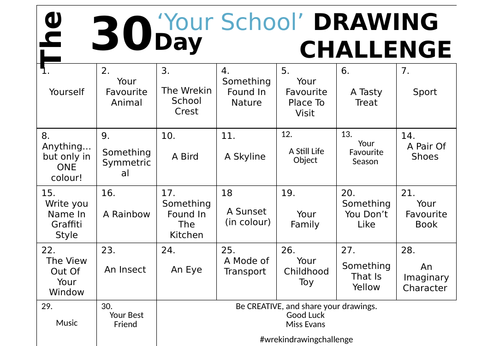 30 day drawing challenge | Teaching Resources