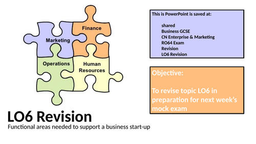 Cambridge National Enterprise & Marketing - R064 LO4-LO6 Revision ...