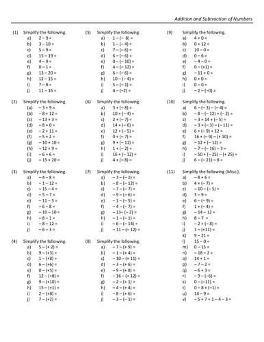 Addition and Subtraction of Numbers | Teaching Resources