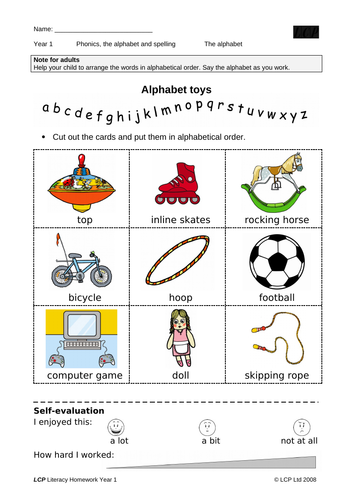 Year 1 Literacy/English Home Learning Pack includes Parental Guidance ...