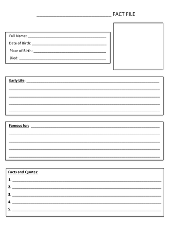 Historical Figure Fact File Template | Teaching Resources