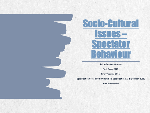 AQA 9-1 GCSE PE - Socio-cultural Issues - Ethical Issues - Spectator Behaviour  Revision Clock
