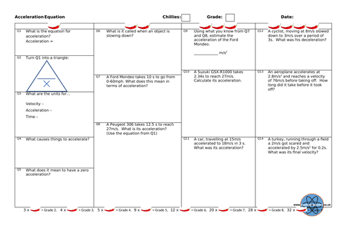 Acceleration Velocity Time - GCSE Physics and/or Combined Science