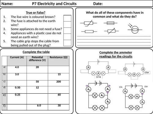 KS4 Revision Worksheets: Electricity and circuits | Teaching Resources