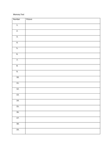 Memory Test | Teaching Resources